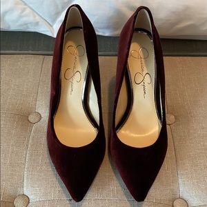 Burgundy Velvet Heels